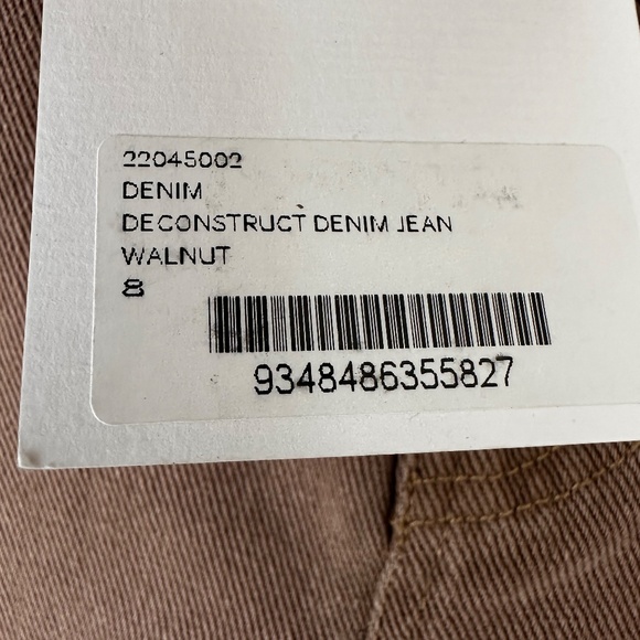 Christopher Esber Deconstruct Denim Jean in Walnut Color Size 8 NWT - Picture 6 of 10